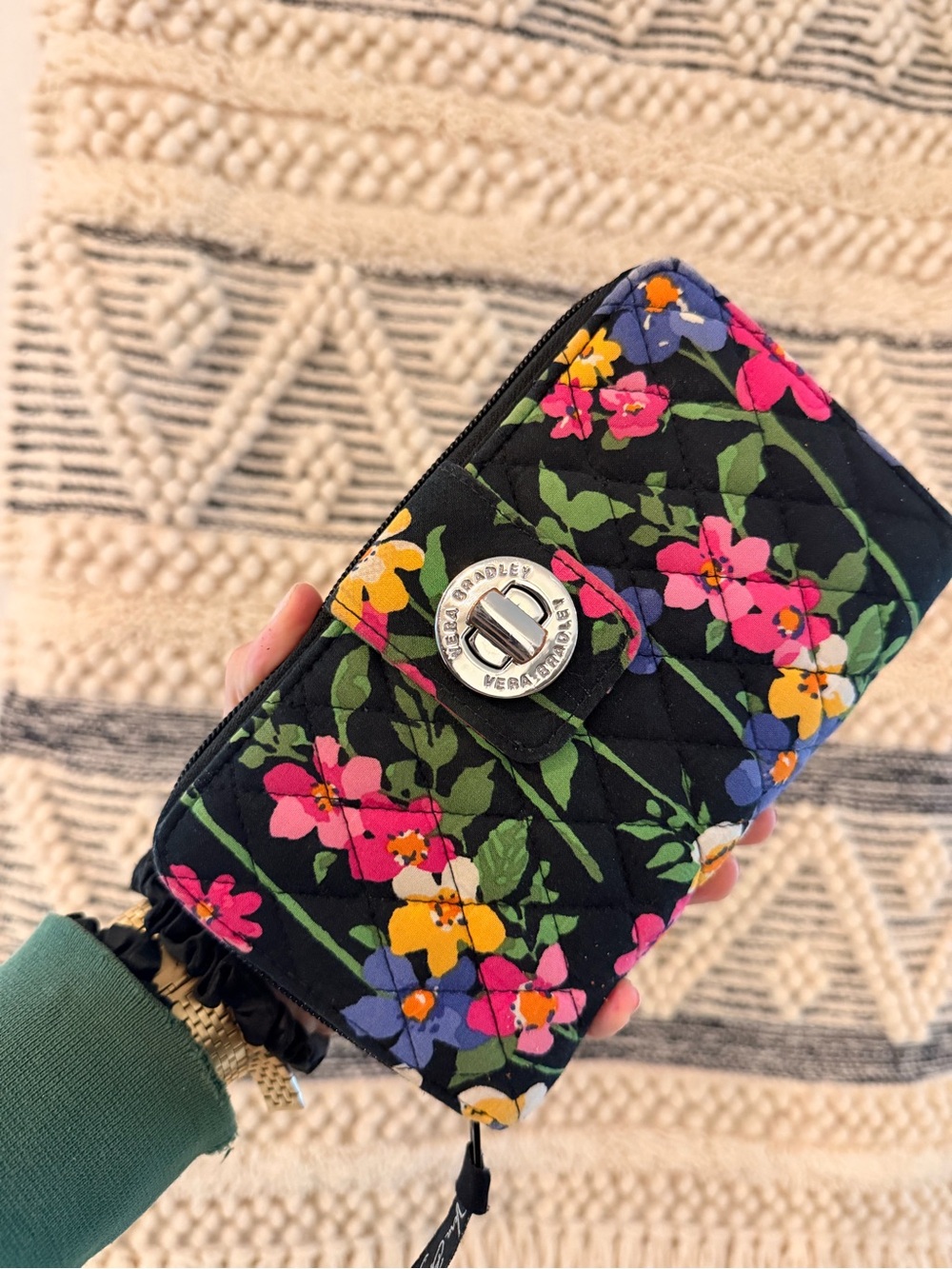 Vera Bradley Wildflower Floral Turnlock and Zip Wallet